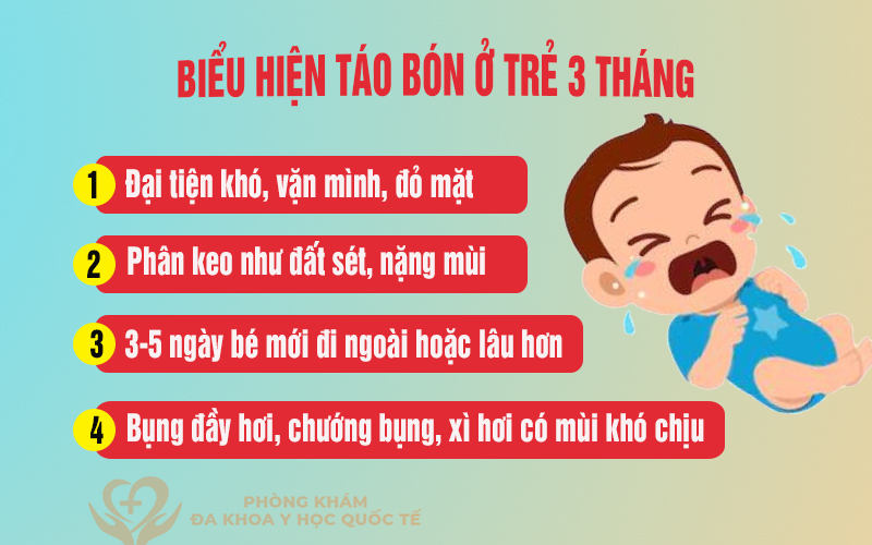 Dấu hiệu trẻ 3 tháng tuổi bị táo bón