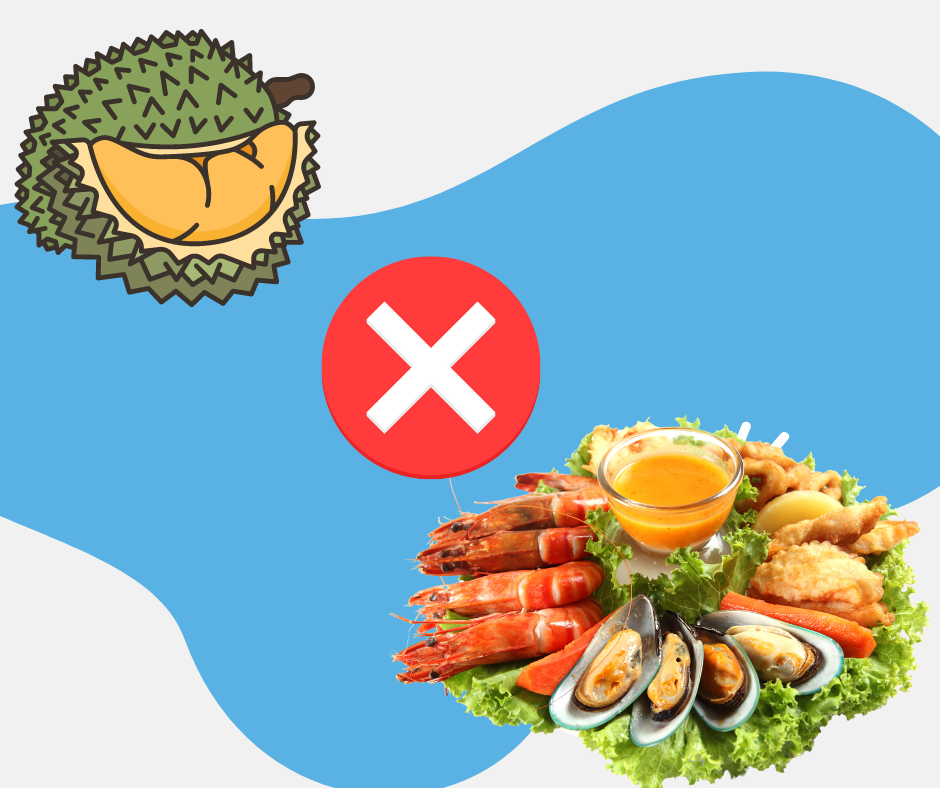 Ăn sầu riêng không nên ăn cùng hải sản